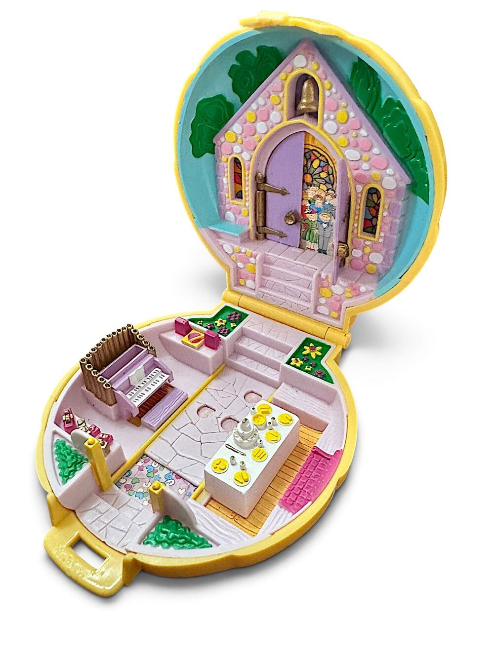Vintage 1989 Bluebird Polly Pocket Wedding Chapel Compact Church Playset